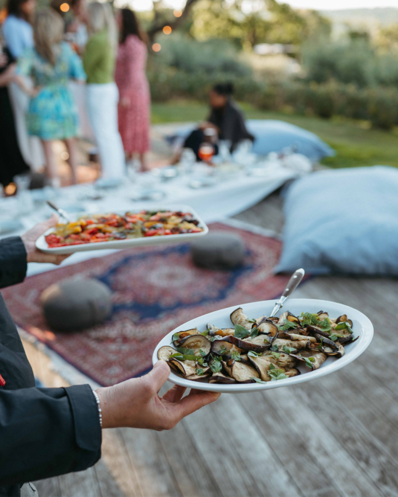Retreat food being served at Oliveto Estate